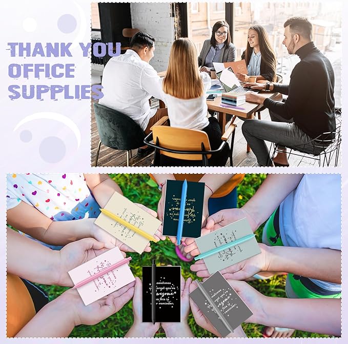 Harloon 100 Pcs Christmas Employee Appreciation Gifts Thank You Gifts Bulk Inspirational Notepads Ballpoint Pens Mini Motivational Notebooks for Staff Teacher Coworker Team Office(You Are Awesome)