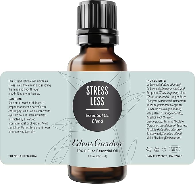 Edens Garden Stress Less Essential Oil Blend- 100% Pure Premium Grade, Undiluted, Natural, Therapeutic, Aromatherapy, The Best for Skin, Candle, Humidifiers 30 ml (1 fl oz)