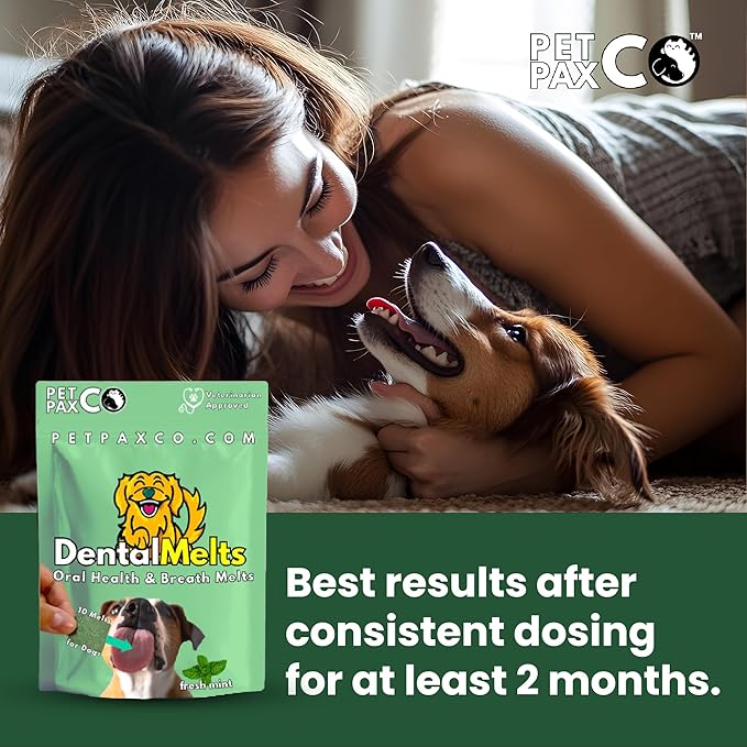 Bad Breath Oral Support for Dogs 5 in 1 – 10 Oral Melts – Natural Sage, Spirulina, Apple Cider Vinegar – Dog Dental Care Products & Breath Freshener – Fast Dissolving Dog Breath Treats