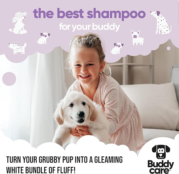 White Dog Shampoo by Buddycare | Dry Skin & Itchy Skin Relief for Smelly Dogs | Deep Cleansing Shampoo for Dogs Puppy Sensitive Skin | Dog Shampoo & Conditioner | with Aloe & Vitamin B5 (16.90oz)