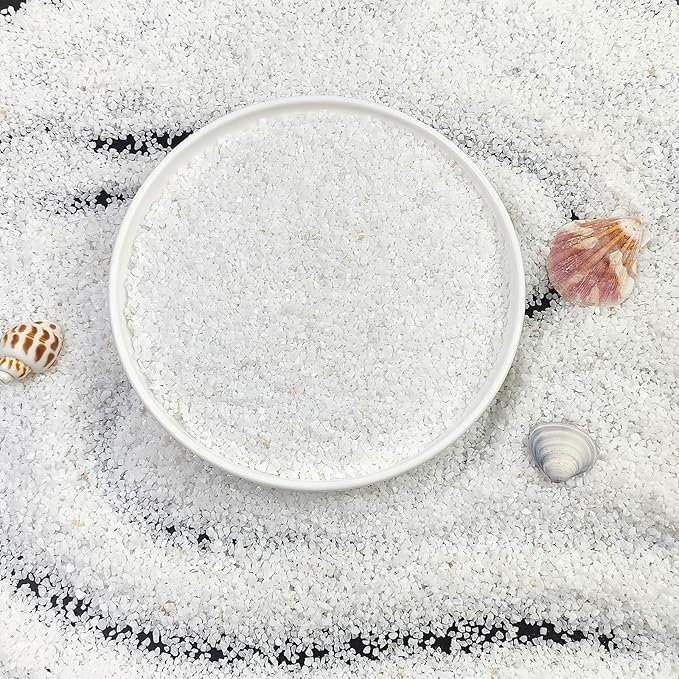 5 lbs Aquarium White Sand, 0.8-2 mm Mini Aquarium Gravel. Coarse Sand for Fish Tank, Paintings, Succulent Plants Potted, Fire Pits, Candle, Vase Filler and Crafts