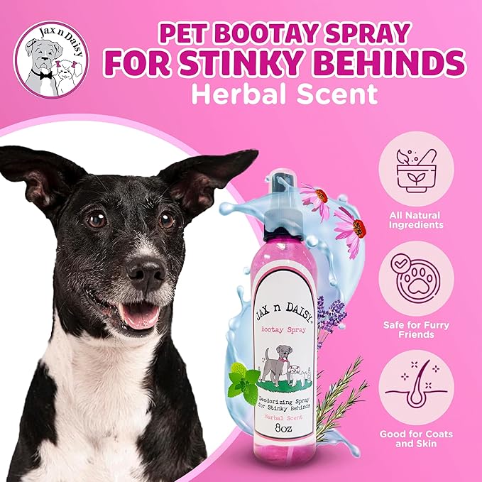 Jax N Daisy Dog Bootay Spray pet Perfume Spray for Dog s Bottom Hygiene Odor Control Refreshing Deodorizing for Smelly Dogs Long Lasting All Natural Ideal for All Breeds