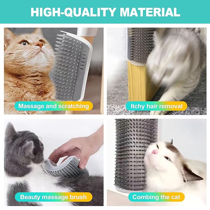 2-Pack Cat Corner Scratcher Set – Wall-Mounted Massage Comb with Catnip Self-Grooming & Detangling for Cats, Durable Sisal & Velvet Surface