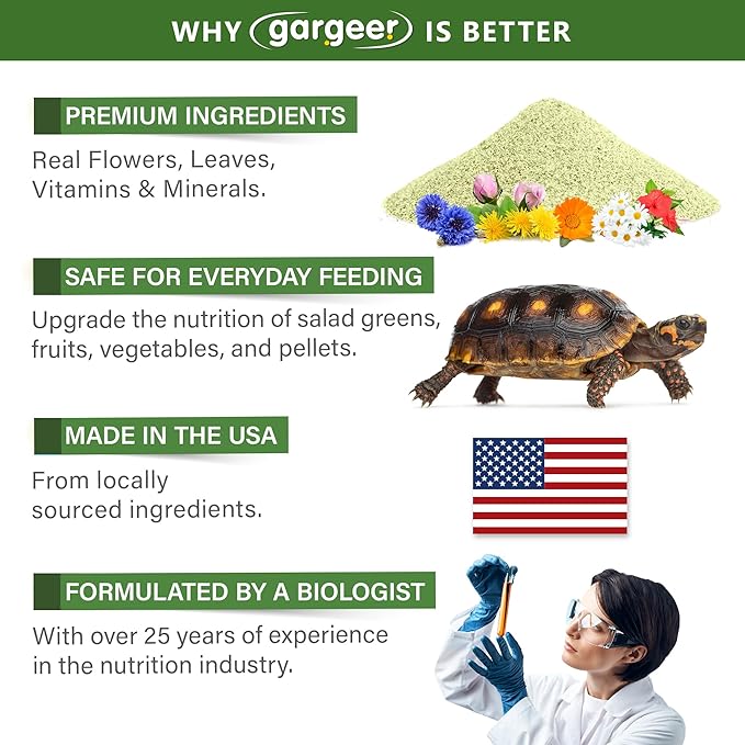 2oz Forest Tortoise Food Supplement, Flower Salad Mix Topper. Supercharge Juveniles & Adults Appetite, Health & Immune System. Complete Diet, Rich with Vitamins, Made in The USA. Enjoy!