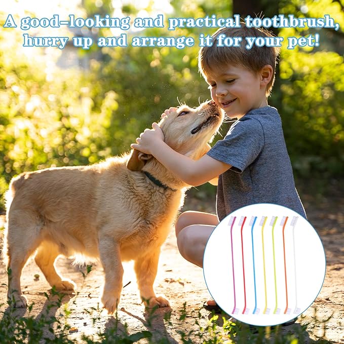 Tobeelec 70 Pcs Dog Tooth Brush Pet Toothbrush Soft Grooming Dogs Toothbrush Dog Double Sided Puppy Long Handle Brush for Large and Small Teeth Cleaning Dental Oral Care (Colorful)