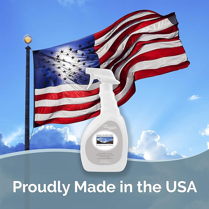 SMELLS BEGONE 27 oz Air Freshener Spray - Odor Eliminator - Eliminates Odors from Smoke, Trash Cans, Pets, Cars and Boats - Fragrance Free