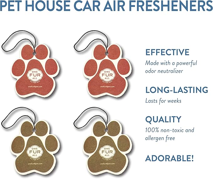 One Fur All Pet-Friendly Car Air Freshener - Fall Mix Pack of 4 - Non-Toxic, Long-Lasting, Hanging Odor Eliminator for Small Spaces & Car