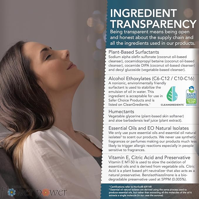 Natural Flower Power Liquid Dish Soap Refill – 66 Fl Oz Refills 4X – Plant-Based & Scented w/Pure Essential Oils – Natural Dishwashing Detergent – Sulfate-Free Kitchen Soap (Lemongrass)