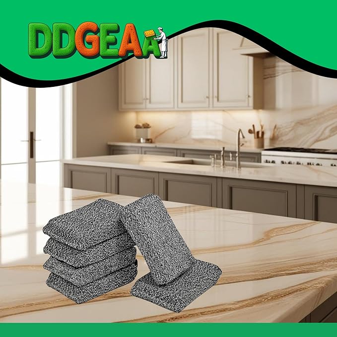 Heavy - Duty Kitchen Sponge - 20 Times More Durable, Scratch Free, Suitable for Non Stick Cookware Cut Resistant, Multi - Purpose Cleaning Supplies for Home, Bathroom (2 Pack Grey)