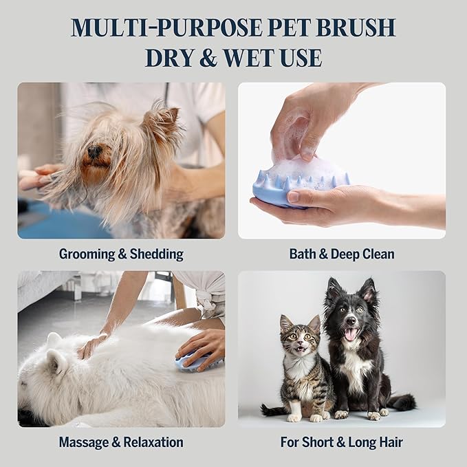 FLYDOG Dog Shampoo Itchy Skin Relief - Honeysuckle Anti Itch Dog Shampoo for Dogs with Sensitive Skin, Hypoallergenic Pet Shampoo for Controls Flaking & Odors, Reduces Shedding(400ml+Brush)