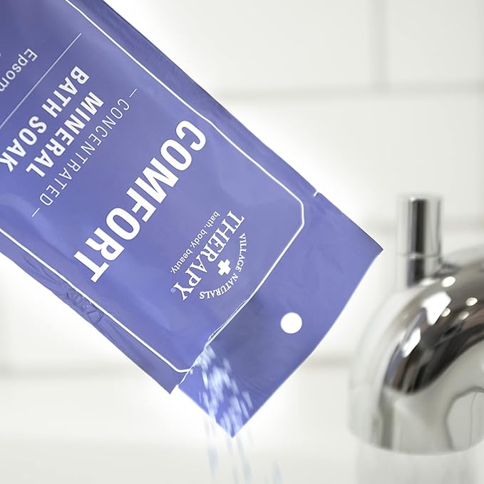 Village Naturals Therapy, Comfort Concentrated Mineral Bath Soak, Blueberry Citrus, 2 Oz, Pack of 12