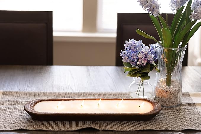 Red Barn Candle Company Wood Dough Bowl Candles | 100% Natural Soy Wax & Essential Oil Infused | Odor Eliminating + Pet Safe | Scented Candle Gifts for Men & Women (Christmas Tree, 5-Wick)