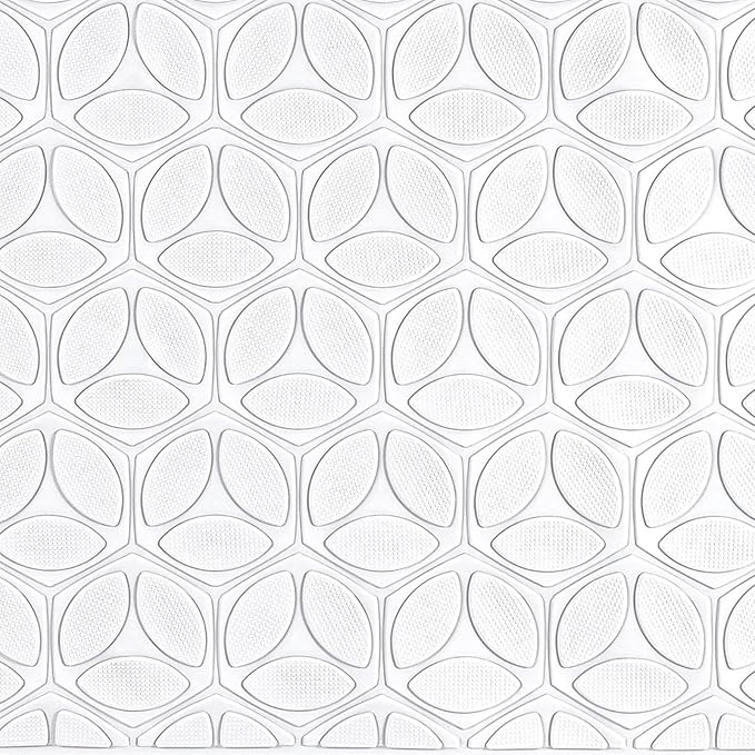 WRISIN Bathtub Mat Non Slip with Suction Cups - 100% Rubber Bathroom Mat Textured for Bath Tub Shower Safety - Soft on Touch - BPA/PVC Free - Pet Dog Bath Mat - Machine Washable - 17 × 35 Inch(White)