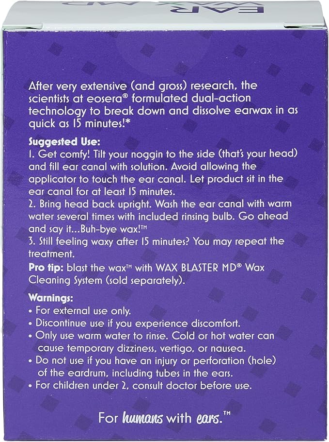 eosera Ear Wax MD Cleaning Kit - Fast-Acting Ear Wax Removal Drops & Rinse Bulb - Doctor Recommended, Clinically Proven Earwax Dissolver for Adults & Kids - Works in 15 Minutes - 15ml Solution