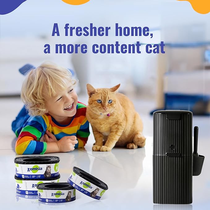 4 Pack Cat Litter Refill Bags, Non-See-Through Jumbo 120FT Cartridge Refill Total Up to Over 16 Months Per Cat for Odor Control, Compatible with Genie Standard, Plus