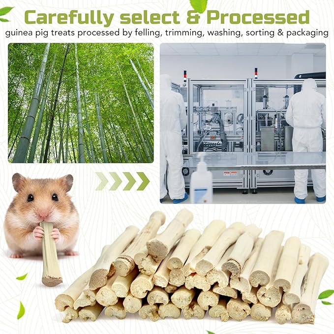 430g Natural Sweet Bamboo Chew Toys Chew Sticks Bamboo Sticks Teething Toy for Rabbit, Bunny, Guinea Pig, Hamster, Chinchilla, Bunny, Rat and Other Small Animals