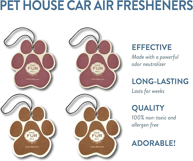 One Fur All Pet-Friendly Car Air Freshener - Winter Mix Pack of 4 - Non-Toxic, Long-Lasting, Odor Eliminating Air Freshener for Small Spaces & Car