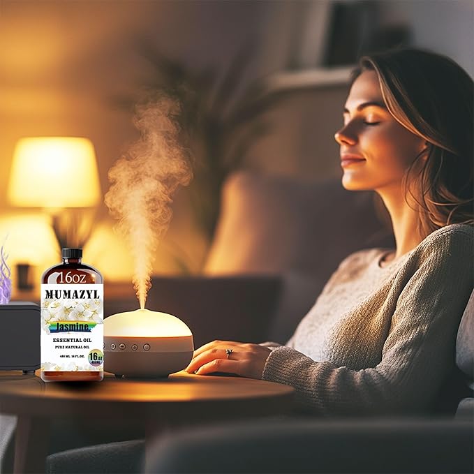 Jasmine Essential Oil, Jasmine Oil 16 Fl Oz 480ML for Diffuser Humidifier Yoga Cleaning DIY Candle Soap Making Essential Oils