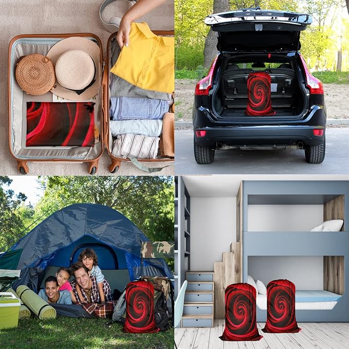 Swono Red Rose Extra Heavy Duty Laundry Bag, Garden Glamour Flower Bud Petal Blossom Valentine X-Large Dirty Clothes Drawstring Bag with Tear Resistant Fabric, Washable Laundry Liner for Hamper