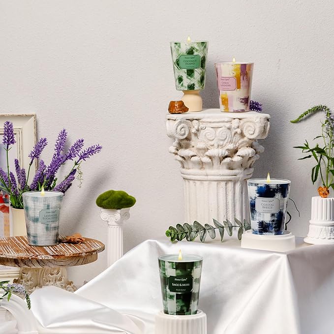 HomeLights 1-Wick Candles for Home Scented - 6.7oz Soy Wax Blend Candle Long-Lasting Fragrance, Scandinavian Minimalist Design Home Decor and Housewarming Gifts, Coconut Island