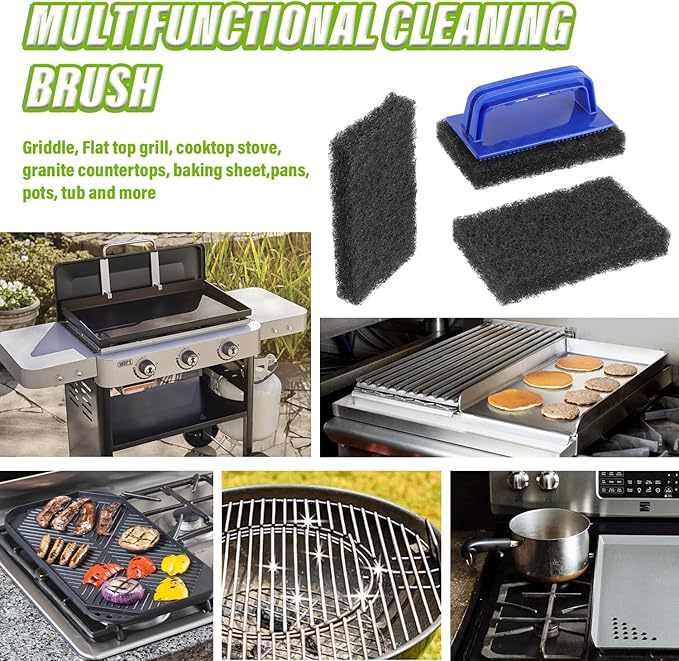 5 Pack Electric Cleaning Brush Pad Kitchen Bathroom Household Cleaning Pad Swimming Pool Wall Cleaning Brush Heavy Duty Griddle Scrubber Scouring Pad and 1 Pack Handle kit(Black)