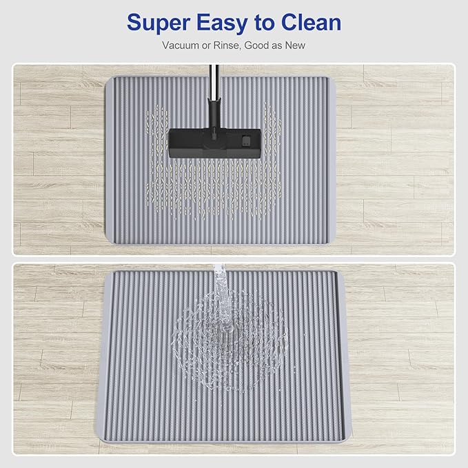 Silicone Cat Litter Mat for Litter Box - Large 31" x 23" Waterproof Litter Trapping, Non-Slip, Durable, Easy Clean Scatter Control & Washable Kitty Floor Mat