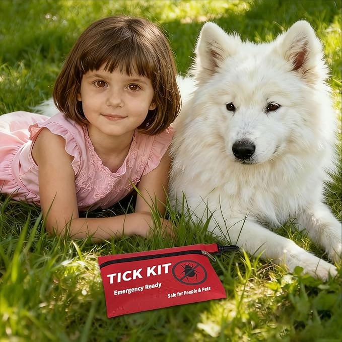 Premium Tick Remover Kit for Humans and Dogs - 54 in 1 Hiking Essentials with First Aid Case, Stainless Steel Tick Remover + Tweezers, Tick Remover Tools for Dogs Cats Pet Tick Comb