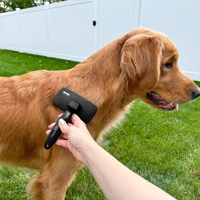 Pecute Self-Cleaning Slicker Brush for Dogs, Cats, Lightweight Dog Brush for Shedding Massaging Grooming, Cat Brush Gently Removes Loose Fur Undercoat for Dogs Cats Rabbits of All Hair Types