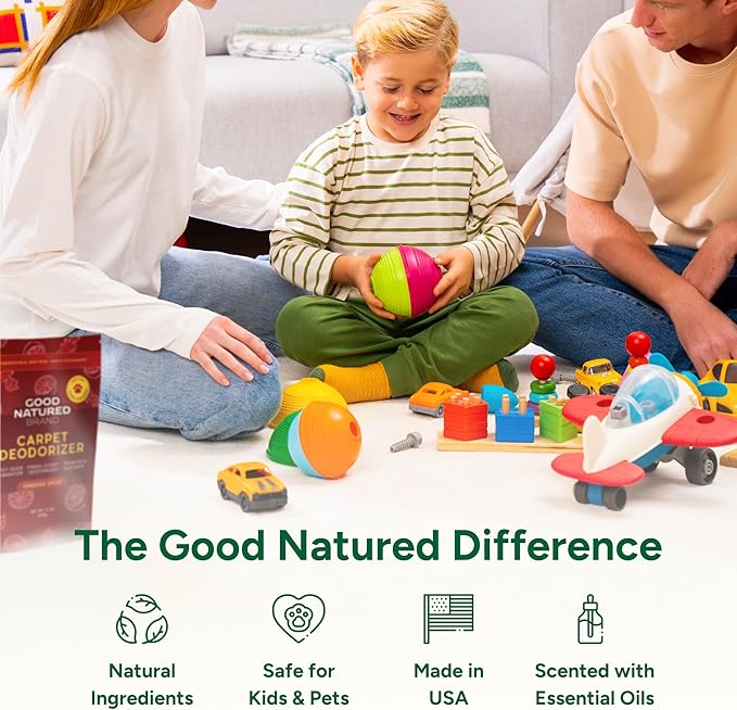 Good Natured Brand | Carpet Deodorizer & Freshener Powder | 31 oz Pet Odor Eliminator for Strong Odor & Pet Urine | Fresh Natural Fireside Spice Scent | Safe for Homes with Pets
