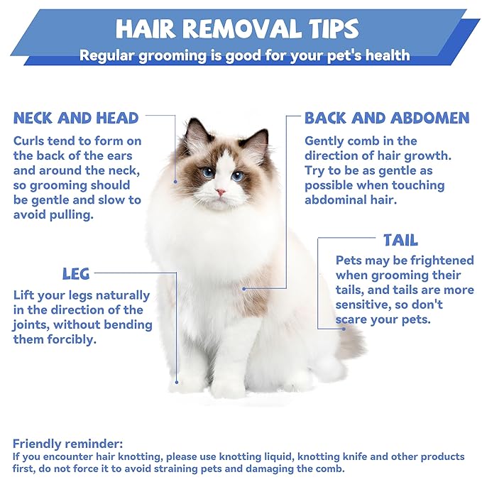 7.5 Inch Professional Solid Brass Stainless Steel Pet Dog Cat Grooming Comb,Wide & Dense Teeth for Removing Tangles, Knots,Undercoat,Excess Hair, Rounded Corners Design for Safe,Metal Dematting Tool