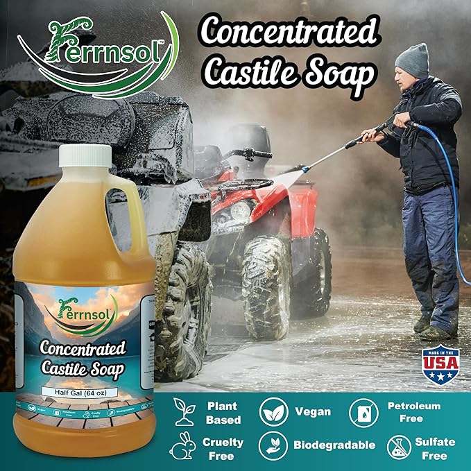 1/2-gal Concentrated Castile Gel Soap – Unscented, Fragrance-Free – Ultra Thick Natural Cleaner for Hands, Laundry, and Surfaces – Biodegradable – 64oz Refill