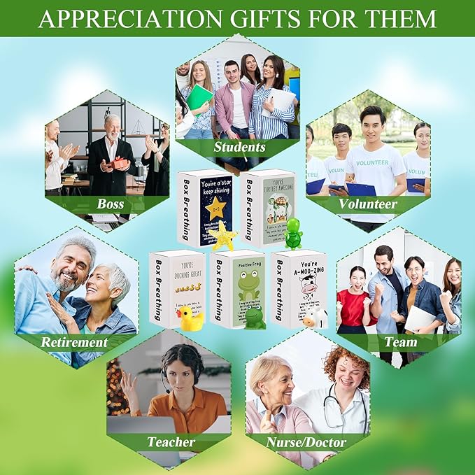 100 Set Employee Appreciation Gifts Bulk Coworkers Thank You Desk Pets Holiday Small Cute Emotional Support Resin Ornaments Card Box for Women Men Adults Office (Duck)