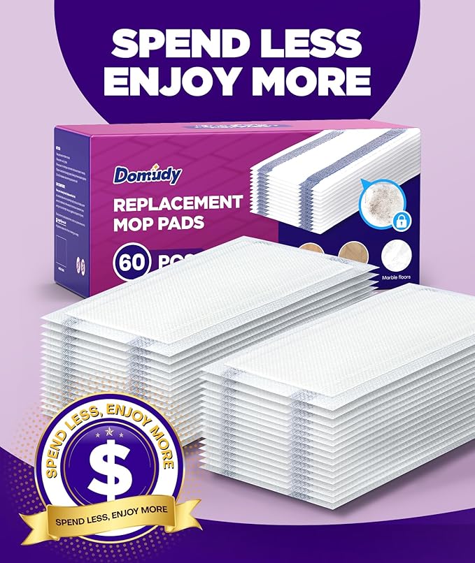 4-Layer Super Absorbent Pad Refills for Swiffer Wet Jet Mop, Heavy Duty & No-Shedding Mopping Pads Refill, Disposable Streak-Free Cleaning for All Sealed Floors, 60 Pack