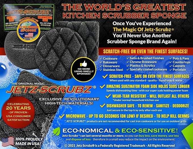 Jetz-Scrubz Original Magic Scrubz Scrubber Sponge Rectangle (6-Pack)