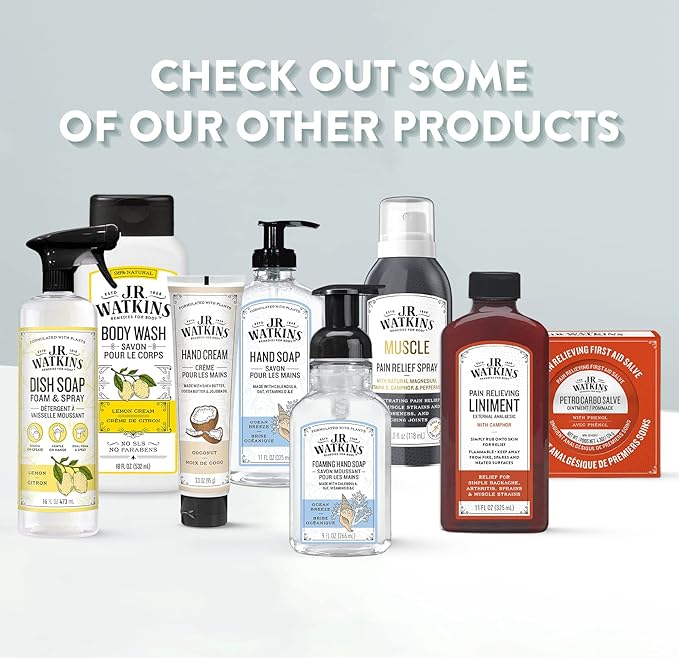 J.R. Watkins Gel Hand Soap Refill, Moisturizing Hand Wash, Alcohol-Free, Cruelty-Free, Aloe Green Tea, 34 Fl Oz, 3 Pack