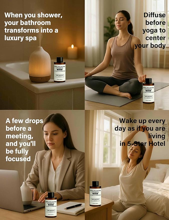 Hotel Collection Diffuser Oil, Shangri-La Inspired Essential Oils for Waterless, Cold Air, Ultrasonic & Reed Diffusers, HVAC, Long-Lasting 5-Star Hotel Fragrance for Home, Office, Spa - 3.38fl oz