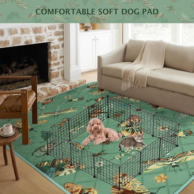 IEUUMLER Washable Pee Pads for Dogs, 1 Pack Insect Pattern Reusable Waterproof Puppy Potty Pads, Non-Slip Absorbent Pet Training Pads for Playpen Crate Bed EU014