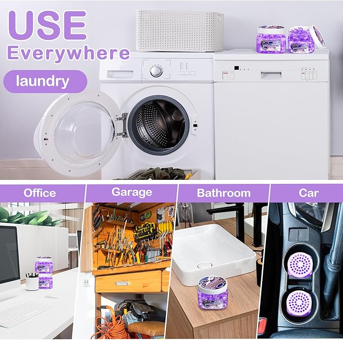 18 Pack Odor Eliminator Gel Beads Bulk 8 Ounce Air Freshener Gel Beads Scent Removing Long Lasting Eliminates Odors for Home, Bathrooms, Cars, Boats, RVs and Pet Areas(Lavender)