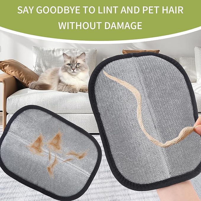 2 Pcs Pet Hair Removal Glove, Magic Brush Electrostatic Pet Hair Remover Glove, Reusable Dog Cat Hair Fur Remover Mitt, Pet Grooming Cleaning Gloves, Pet Hair Cleaner Removal Tool for Couch, Carpet