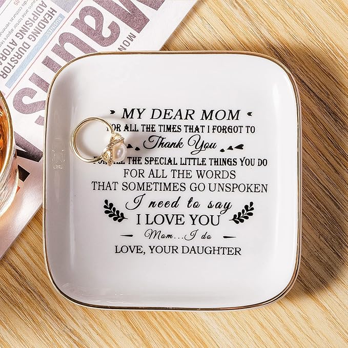 Birthday Gifts for Mom from Daughter Jewelry Dish - Thank You! for all the words that sometimes go unSpoken, I need to say I Love You!" Gifts for Mom Christmas Mothers Day Valentines Thanksgiving