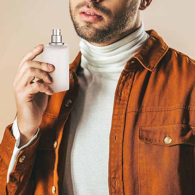 Tessco for you 12 Pcs 100ml / 3.4 Ounces Frosted Glass Bottle Perfume Atomizer Refillable Spray Empty Perfume Dispenser Fine Mist Atomizer Cosmetic Container for Travel Men Women(Silver Gray)