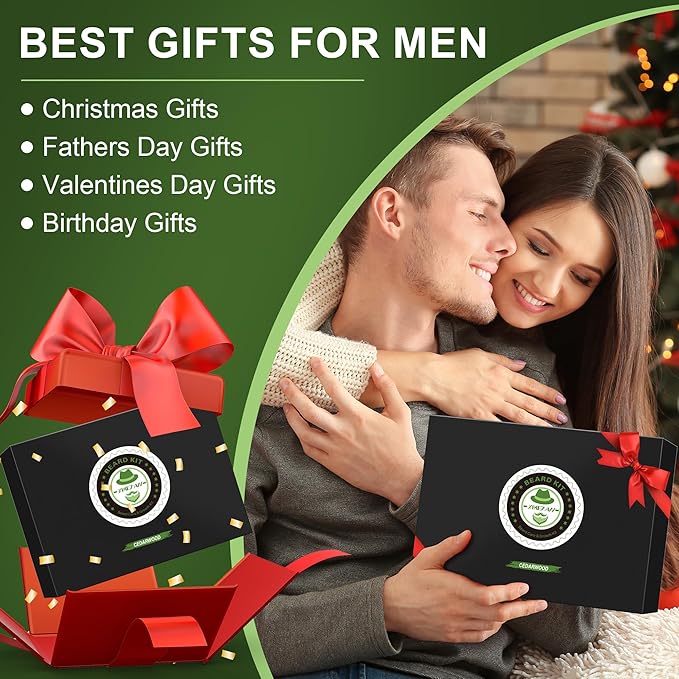 XIKEZAN Beard Kit for Men Care & Grooming Sets with Beard Oils, Conditioner, Balm, Wash, Brush, Comb, Scissors, Anniversary Valentines Fathers Gifts for Dad Men,Stocking Stuffers for Him