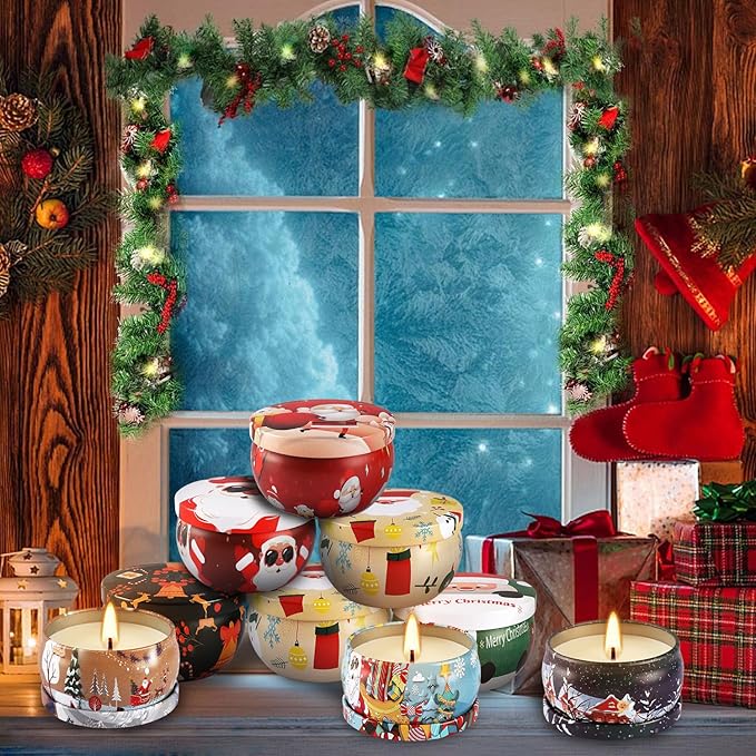 24 Pack Christmas Scented Candles - Natural Soy Wax Advent Candles, Smokeless Clean Burning with Cotton Wick, 2.5oz Mini Jar Candles for Holiday Gifts, Home Decor & Christmas Party Favors