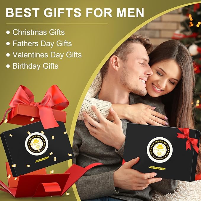 XIKEZAN Beard Kit for Mens Care & Grooming Sets w/Wash Shampoo, Oil, Conditioner, Balm, Wash, Scissors,Brush and Comb Set, Stocking Stuffers for Men,Anniversary Valentines Fathers Gifts for Dad Him
