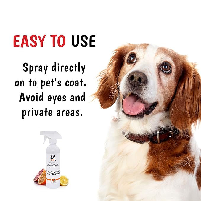 Warren London Wet Kiss Dog Cologne Spray – Tuscan Citrus | Long-Lasting Odor Eliminator & Coat Freshener for Dogs & Cats | 16 oz