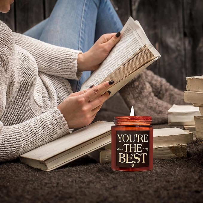 You're The Best Gifts for Women, Men - Birthday, Thank You, Christmas, Appreciation Gift for Coworker, Best Friend, Bestie, BFF, Sister, Mom - Lavender Vanilla Soy Wax Fall Candle for Home