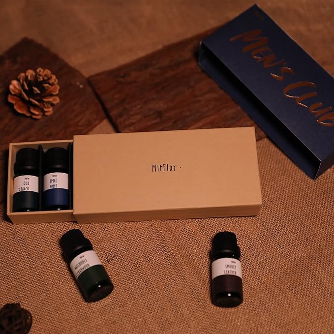 Fragrance Oil, MitFlor Men's Club Fragrance Gift Set, Premium Essential Oils for Home Diffusers, Soap Candle Making Scents, Scented Oils Gift Set for Men, 10ml x 6