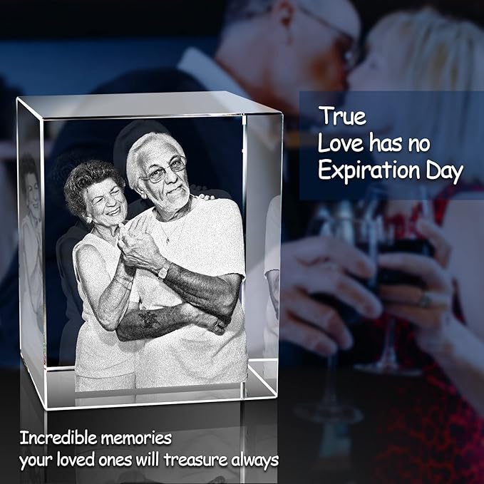 3D Crystal Photo, Custom Picture Gifts with Your Own Photo for Christmas, Fathers Day, Birthday, Wedding, Anniversary, Memorial.Personalized Gifts for Him, Her, Dad and Mom.