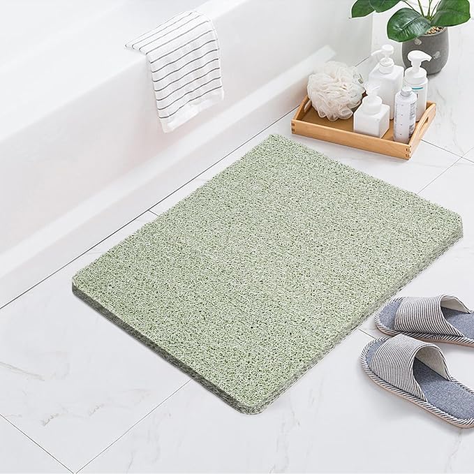 Joyhalo Shower Mats for Showers Anti Slip for Elderly, 24'' x 24'' Non Slip Bath Mat for Inside Shower, Bath Tub Mats for Bathroom Non Slip for Shower, PVC Loofah Bathroom Mats, Mint Green