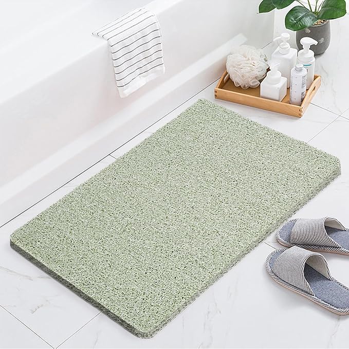 Joyhalo Shower Mats for Showers Anti Slip for Elderly, 24'' x 17'' Non Slip Bath Mat for Inside Shower, Bath Tub Mats for Bathroom Non Slip for Shower, PVC Loofah Bathroom Mats, Mint Green